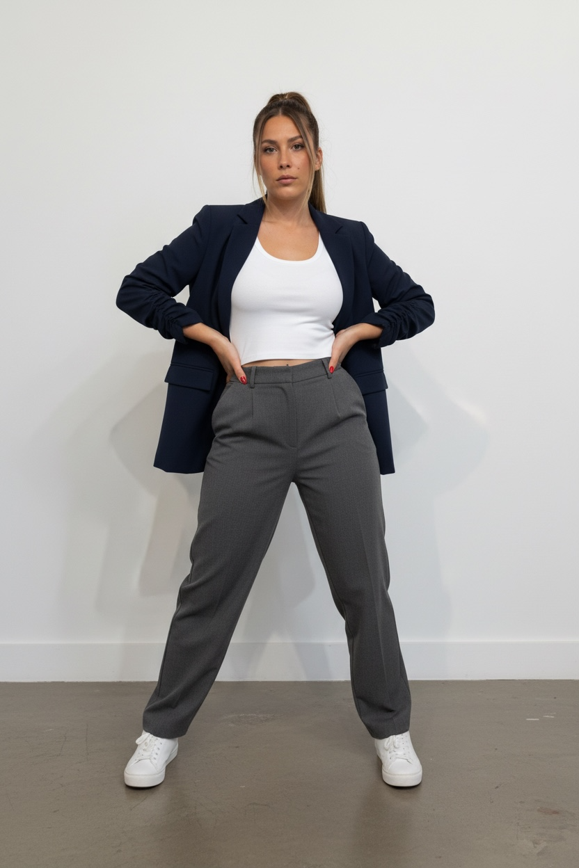Blazer manica arricciata